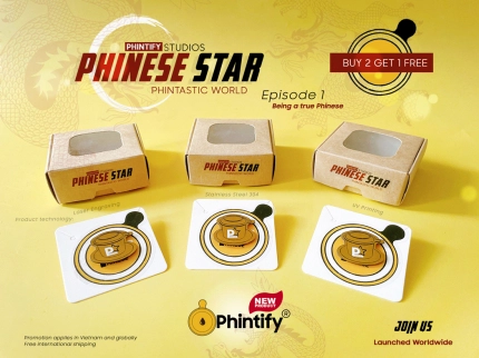 Set 2 huy hiệu Inox 304 - Phinese Star  - Mua 2 tặng 1